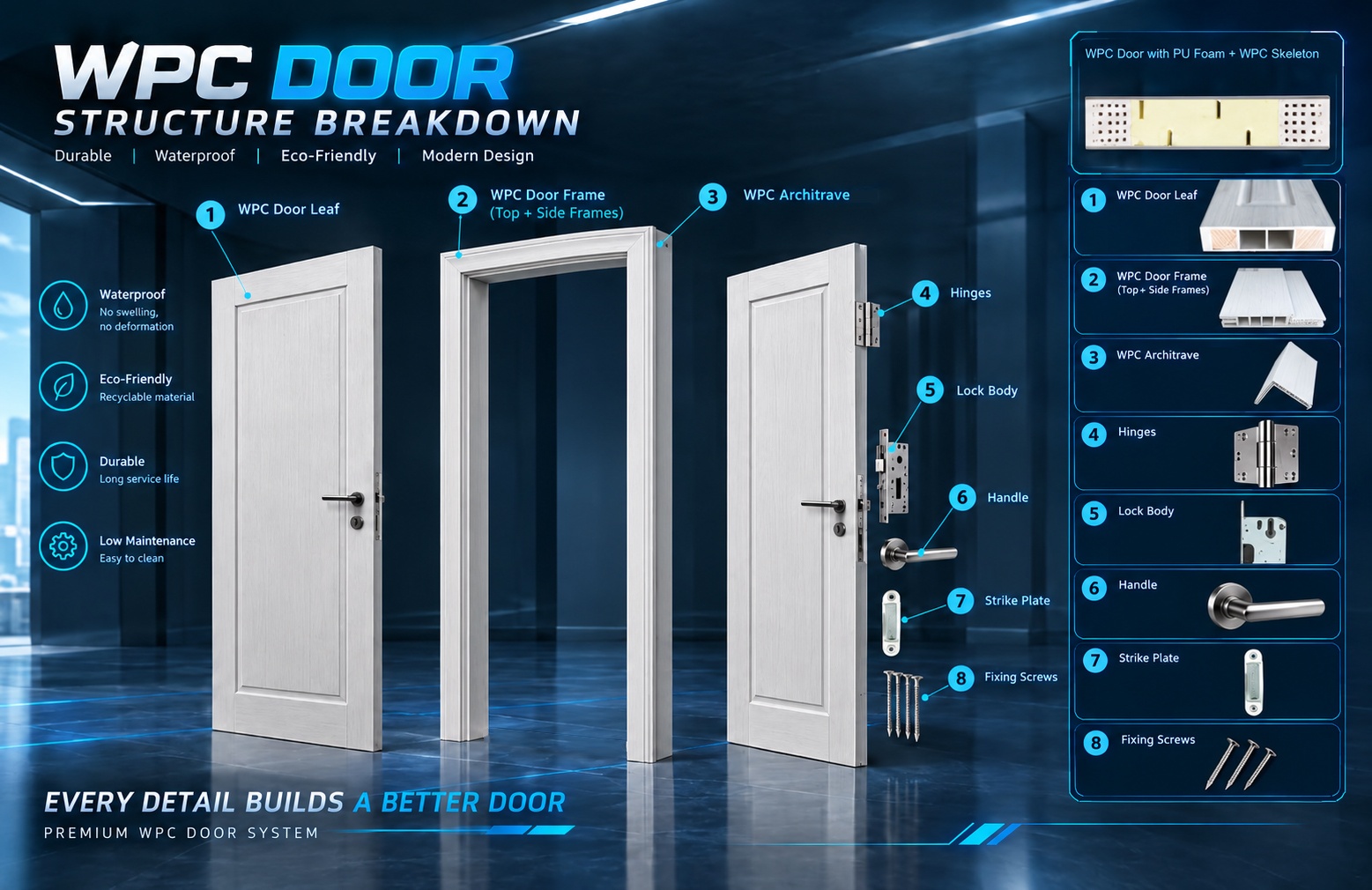 WPC door structure breakdown